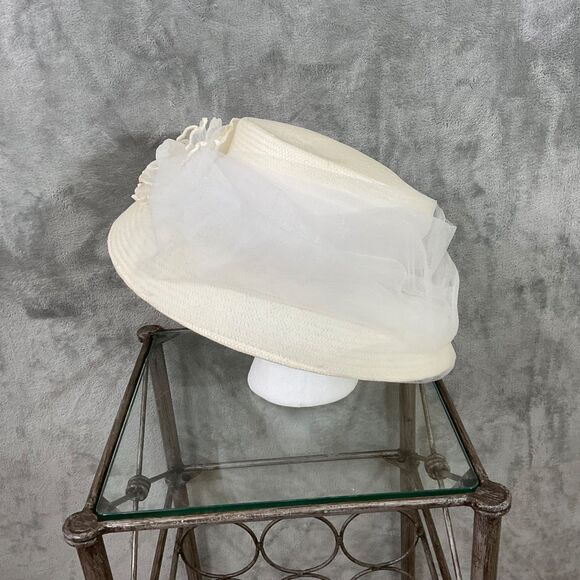 Betmar N Y Women's Church Derby Hat paper Tulle 3-D flower about 22” IC - Picture 7 of 11